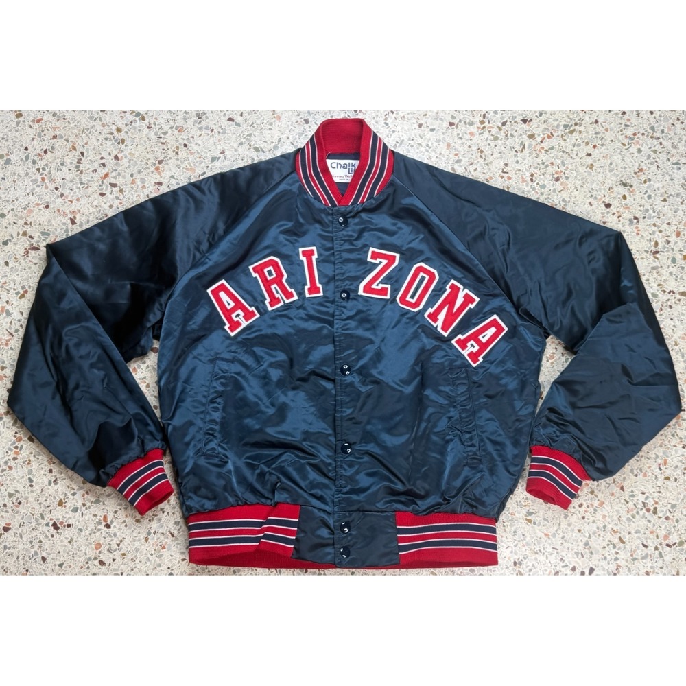 Chalk Line‎ NCAA Vintage Arizona Wildcats Snap Button Satin Bomber Jacket Size M